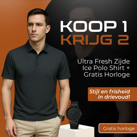 [KOOP 1, KRIJG 2] Ultra Fresh Zijde Ice Polo Shirt + Gratis Horloge