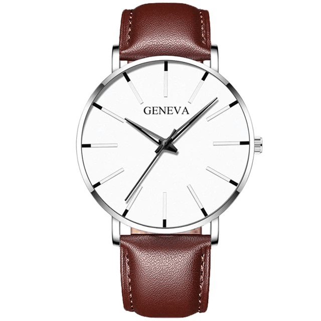 Marvo Heren Horloge Van Leer - Geneva